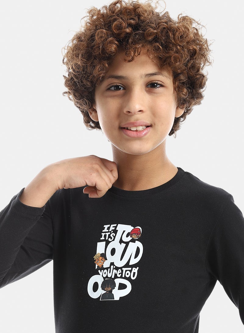 Andora Boys Printed Long-Sleeve Shirt_Black - Image 4